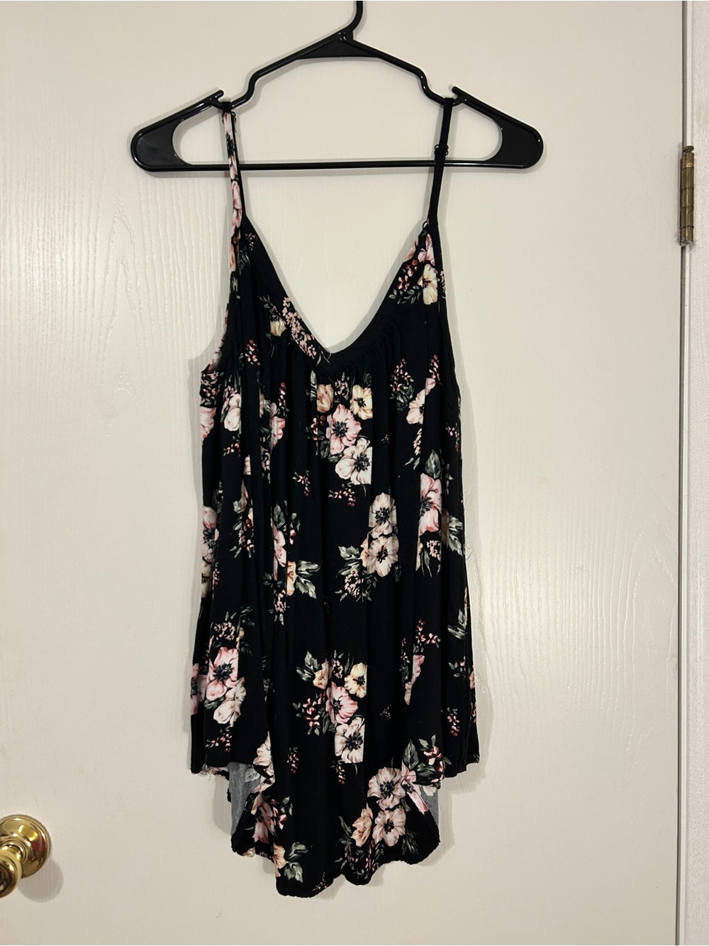 Torrid Black Tank with Pink and Cream Floral Print